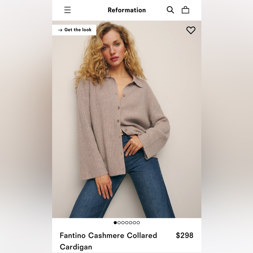 Reformation Fantino Cashmere Collared Cardigan